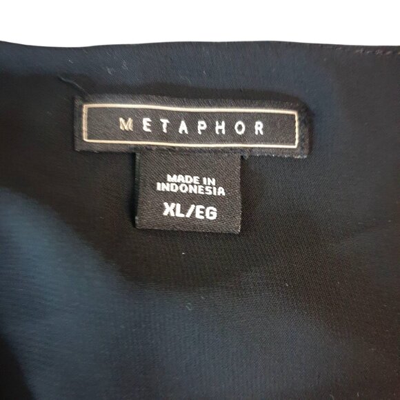 Metaphor Womens Chiffon Blouse XL Black Layered Chic Elegant Preppy Long Sleeve - Picture 6 of 7